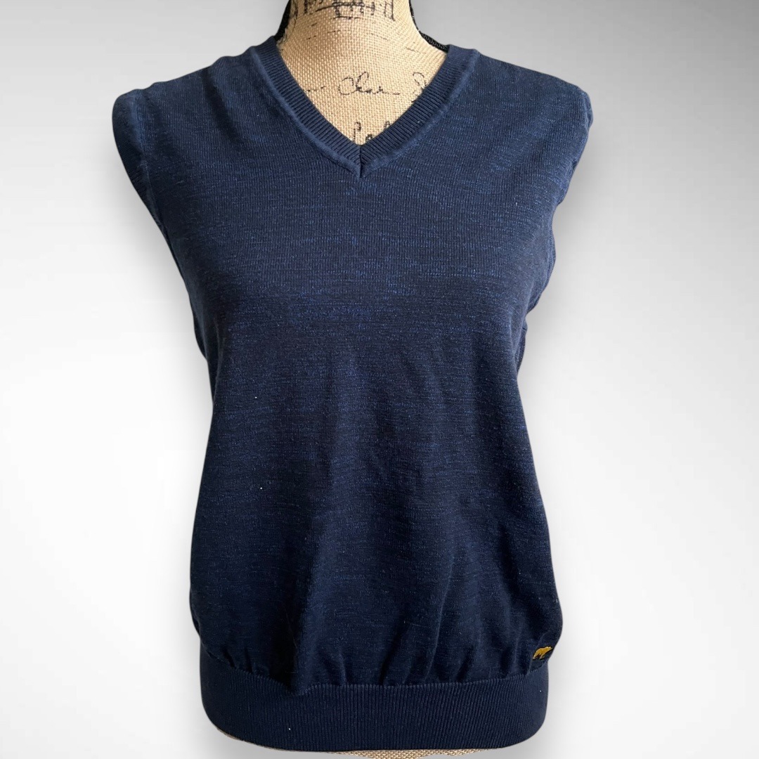 Jack Nicklaus Golden Bear Navy Heather V Neck Cotton Sweater Vest Small | Euc